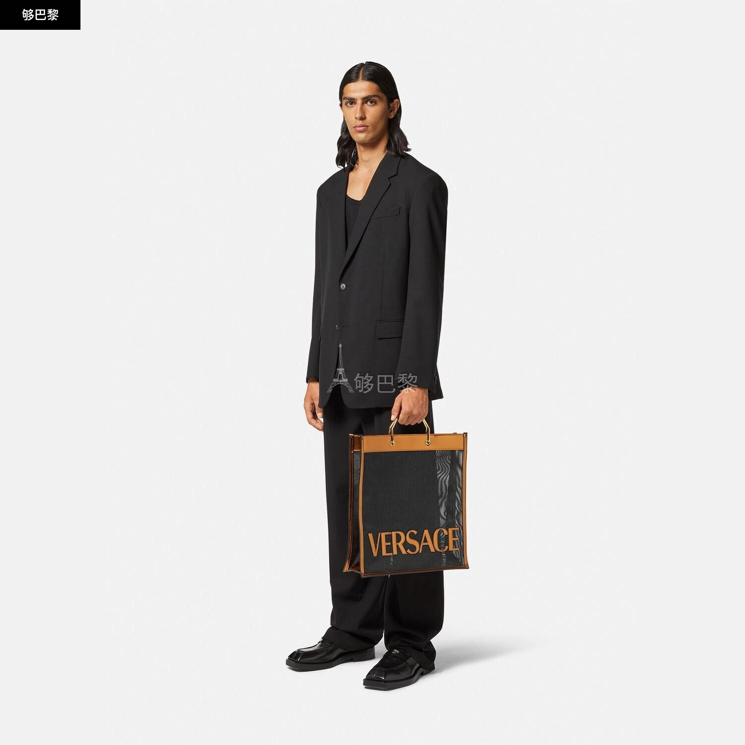 商品Versace|【预售】 范思哲 25春夏 男士 手提包 VERSACE SHOPPER托特包 1008924-1A06765_2X16V ,价格¥13263,第3张图片详细描述