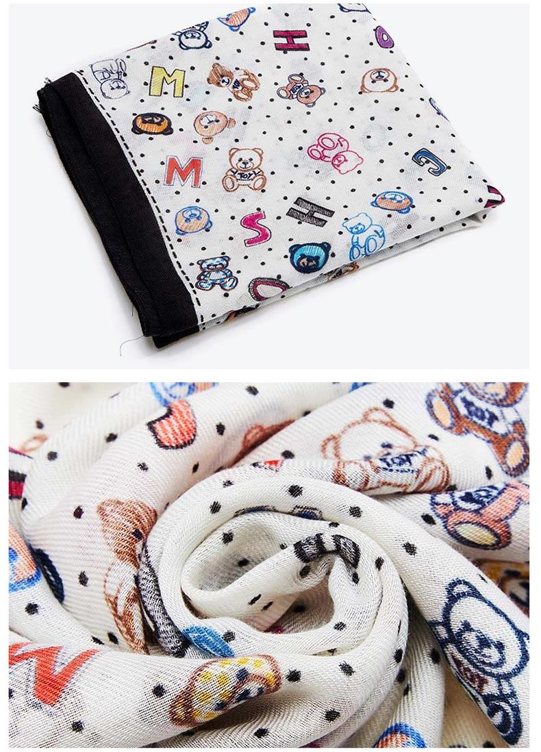商品[国内直发] Moschino|MOSCHINO/莫斯奇诺 女士白色莫代尔纤维泰迪熊字母图案围巾生日节日礼物03313M2841 004,价格¥406,第6张图片详细描述