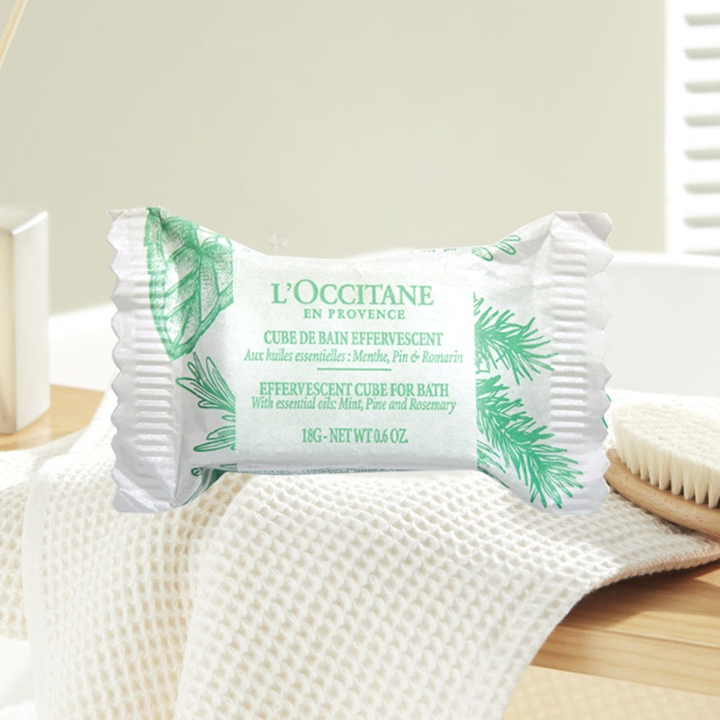 商品L'Occitane|欧舒丹薄荷精油泡泡浴块浴球 18g 温和清洁香薰疗愈 简装,价格¥91,第3张图片详细描述