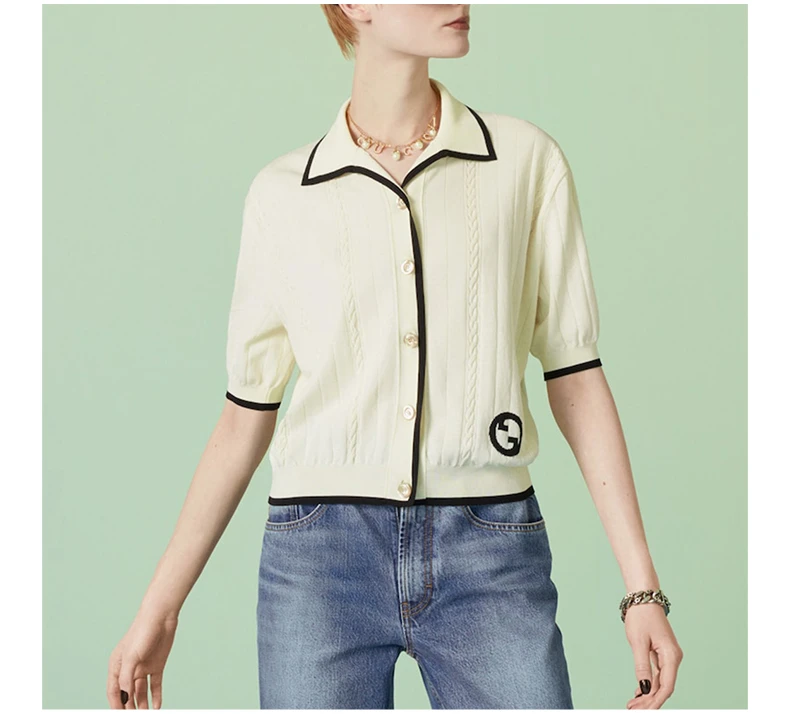 商品[国内直发] Gucci|GUCCI 米白色女士针织衫/毛衣 748870-XKDGJ-9207,价格¥10860,第5张图片详细描述