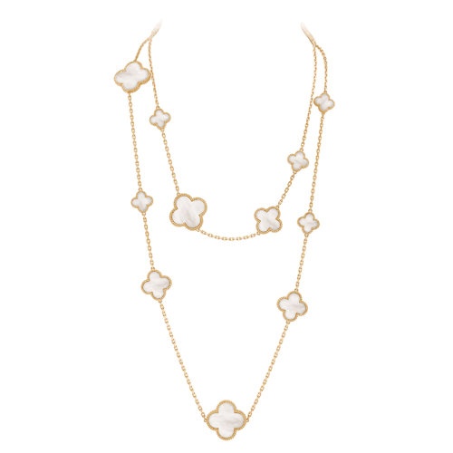 商品Van Cleef & Arpels| Van Cleef & Arpels/梵克雅宝 经典Magic Alhambra系列 18k金黄金白色珍珠母贝16四叶草长项链VCARD79300,价格¥192655,第3张图片详细描述
