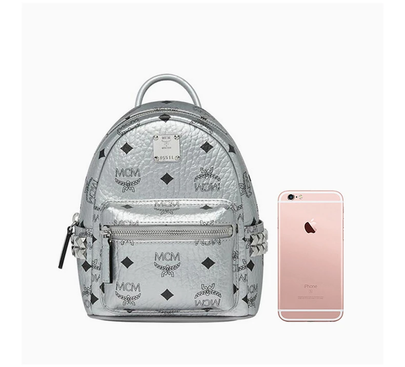 商品[国内直发] MCM|MCM 女士银色铆钉超迷你背包 MMK9SVE50SB,价格¥5825,第7张图片详细描述