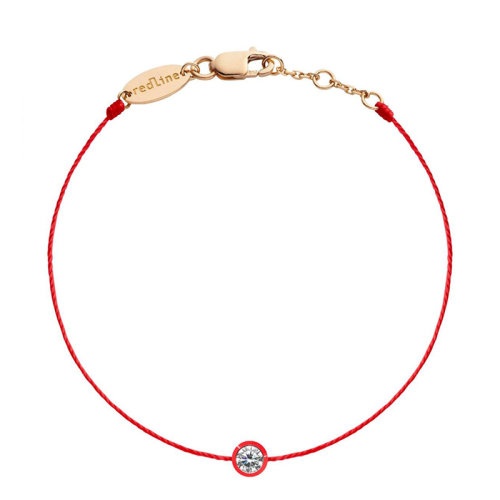 商品Redline|【预售一周】redline/redline Pur Amour系列 18K金链环扣红色珐琅镶嵌圆钻细绳手链（三种金属可选）,价格¥3628,第3张图片详细描述