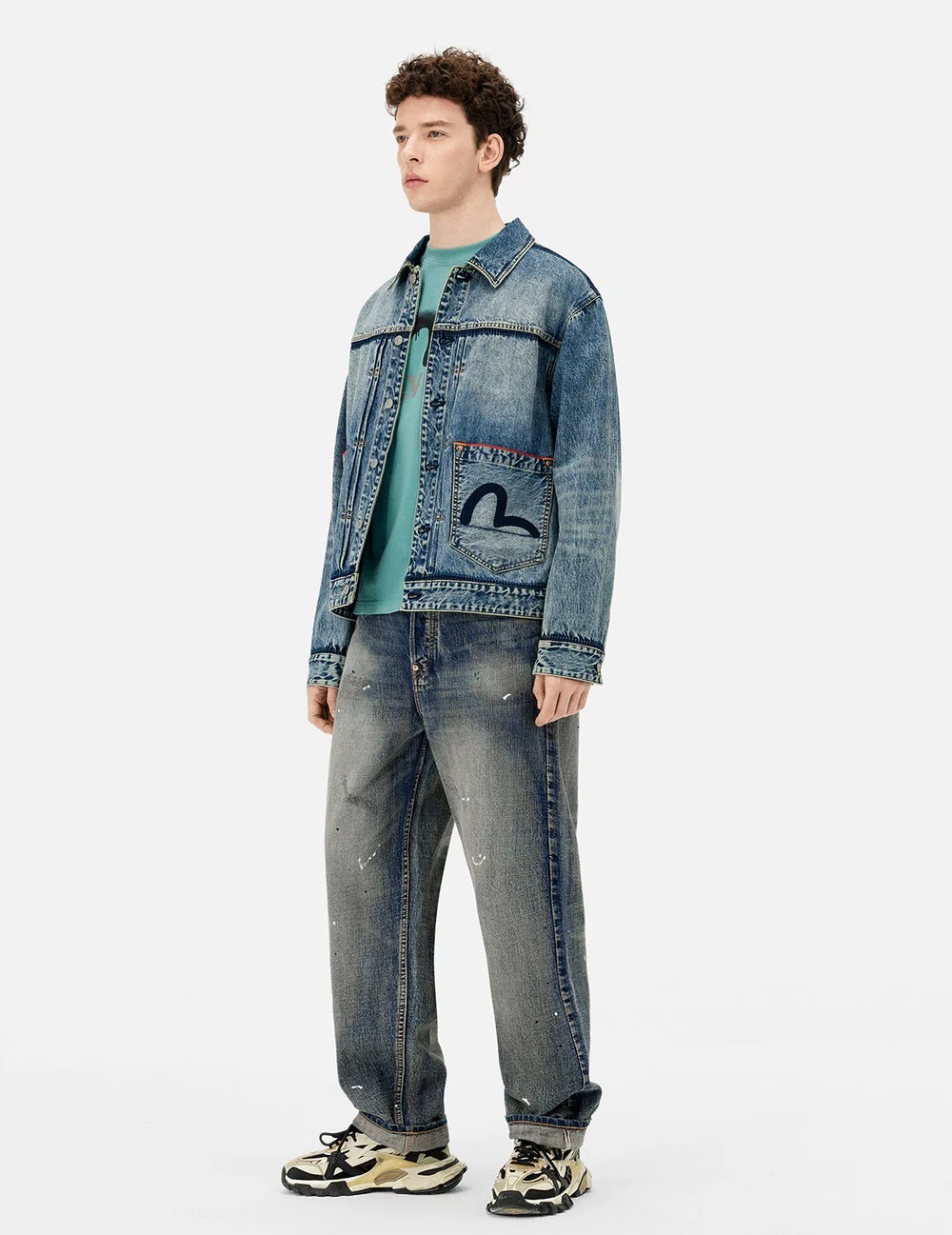 商品Evisu|2025春季 海鸥标志潮流单排扣长袖夹克外套 男款（香港仓发货）,价格¥2289,第2张图片详细描述