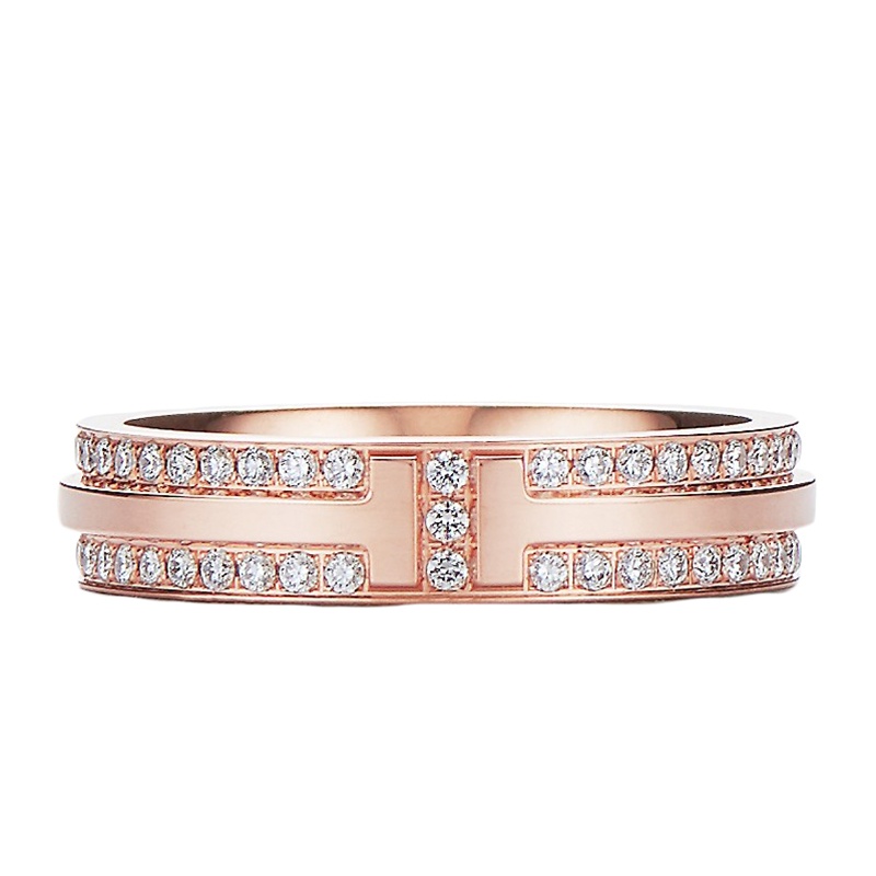 商品Tiffany & Co.|  Tiffany & Co./蒂芙尼 18K金 玫瑰金 铺镶钻石窄式戒指 GRP09681,价格¥52799,第2张图片详细描述