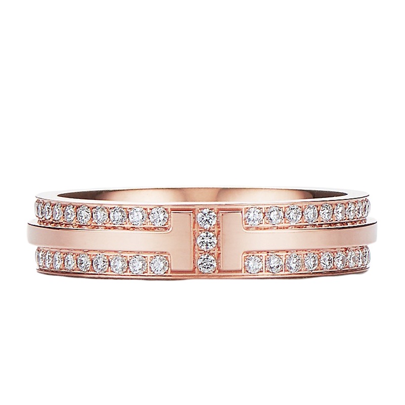商品Tiffany & Co.|  Tiffany & Co./蒂芙尼 18K金 玫瑰金 铺镶钻石窄式戒指 GRP09681,价格¥54147,第2张图片详细描述