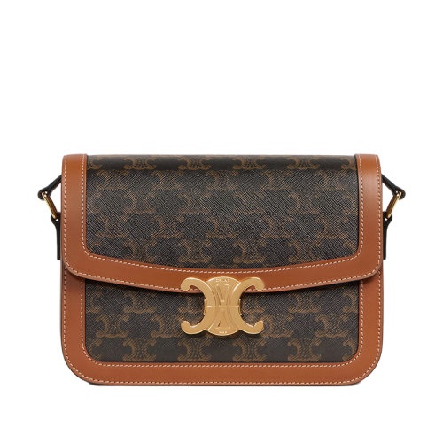 商品Celine|赛琳 经典TRIOMPHE系列 女士中号凯旋帆布黄褐色小牛皮饰边金扣斜挎单肩包191242BZ4.04LU,价格¥23662,第5张图片详细描述