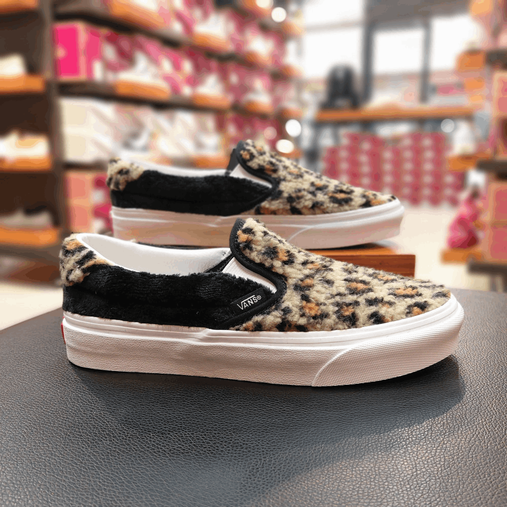 商品Vans|【韩国直邮|包邮包税】万斯 Slip-On 59 # Sherpa #男女通用鞋 # leopard/black (VN0A38GU6BX),价格¥355,第1张图片详细描述