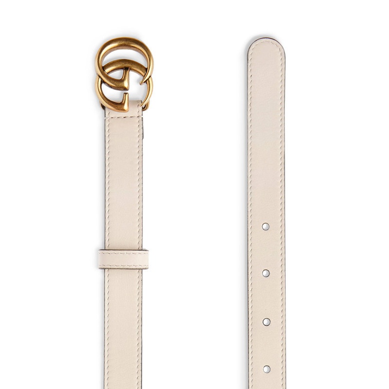 商品Gucci|GUCCI/古驰  女士白色皮革细款金色双G扣腰带,价格¥2818,第3张图片详细描述