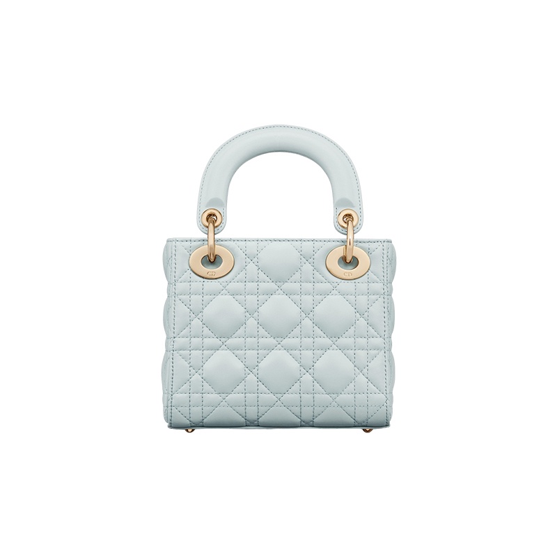 商品Dior|迪奥 23新款 LADY女士迷你湖蓝色小羊皮经典藤格纹链条斜挎包/手提包 M0505ONGE_M00Z,价格¥36689,第4张图片详细描述