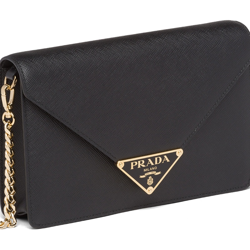 商品Prada|【现货】普拉达 22春夏新款 女士黑色saffiano皮革金扣金链三角徽标翻盖单肩斜跨链条包1BD318_NZV_F0002_V_CTO,价格¥17476,第6张图片详细描述