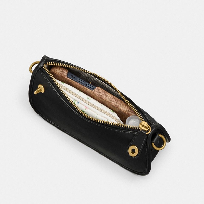 商品Coach|蔻驰女士黑色牛皮革单肩手提腋下包（香港仓发货）,价格¥1255,第4张图片详细描述