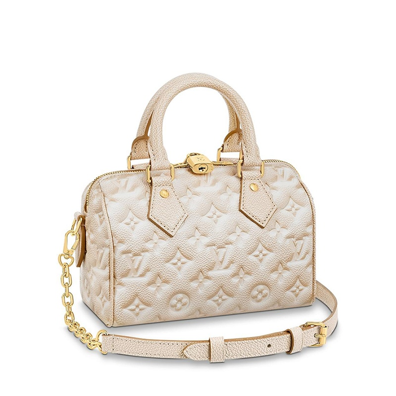 商品Louis Vuitton|【预售十天】Louis Vuitton/路易威登 SPEEDY 20系列 女士浅米色喷绘效果老花压纹粒面牛皮革金锁金链单肩斜跨链条包M46163,价格¥18807,第2张图片详细描述