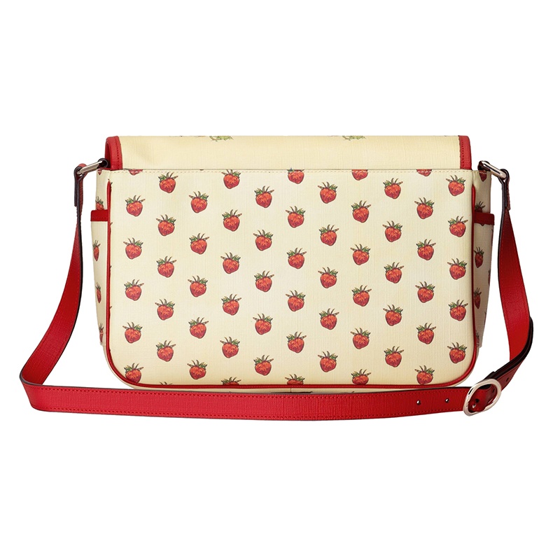 商品Gucci|GUCCI/古驰 22新款Gucci Love Parade系列 女士象牙色帆布童话树仙子印花草莓图案搭扣开合斜挎单肩包664143U6IAN8257,价格¥6594,第2张图片详细描述