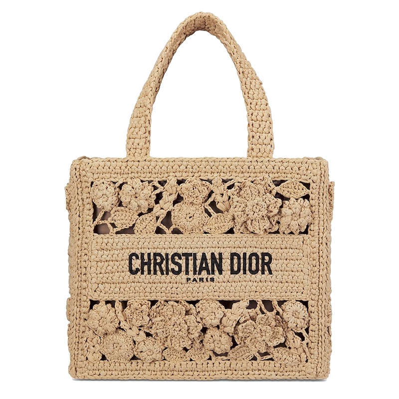 商品Dior|迪奥24新款 女士小号米棕色酒椰草制花卉图手提包 M1265OCOZ_M925,价格¥35229,第7张图片详细描述