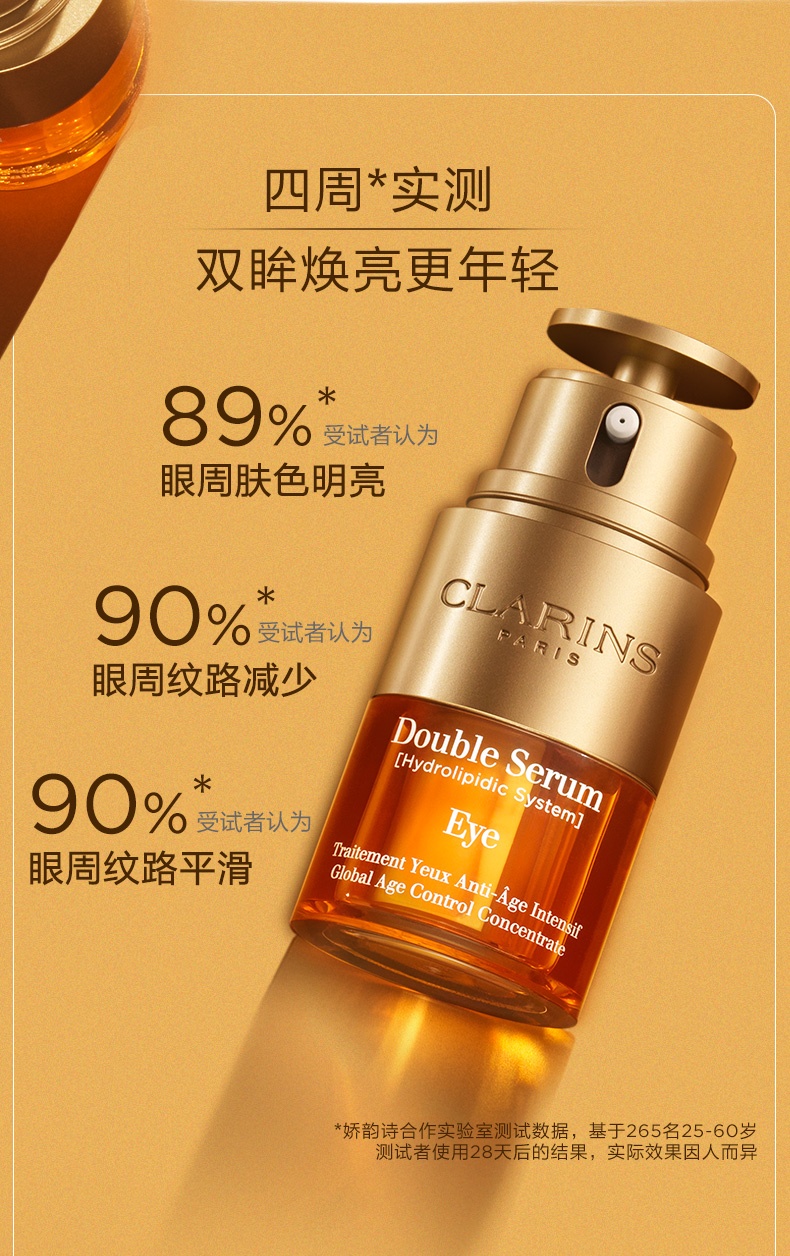 商品Clarins|娇韵诗双萃眼部精华眼霜熬夜呵护眼周淡化细纹黑眼圈保湿滋润抗皱,价格¥431,第4张图片详细描述