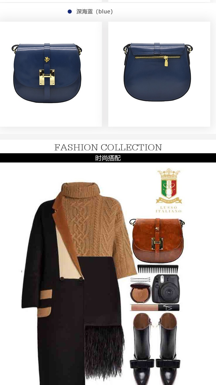 商品Pratesi|【国内直发】意大利珠宝级手工皮具Pratesi 2022新款牛皮青春洋溢斜挎单肩包马鞍包,价格¥3015,第15张图片详细描述
