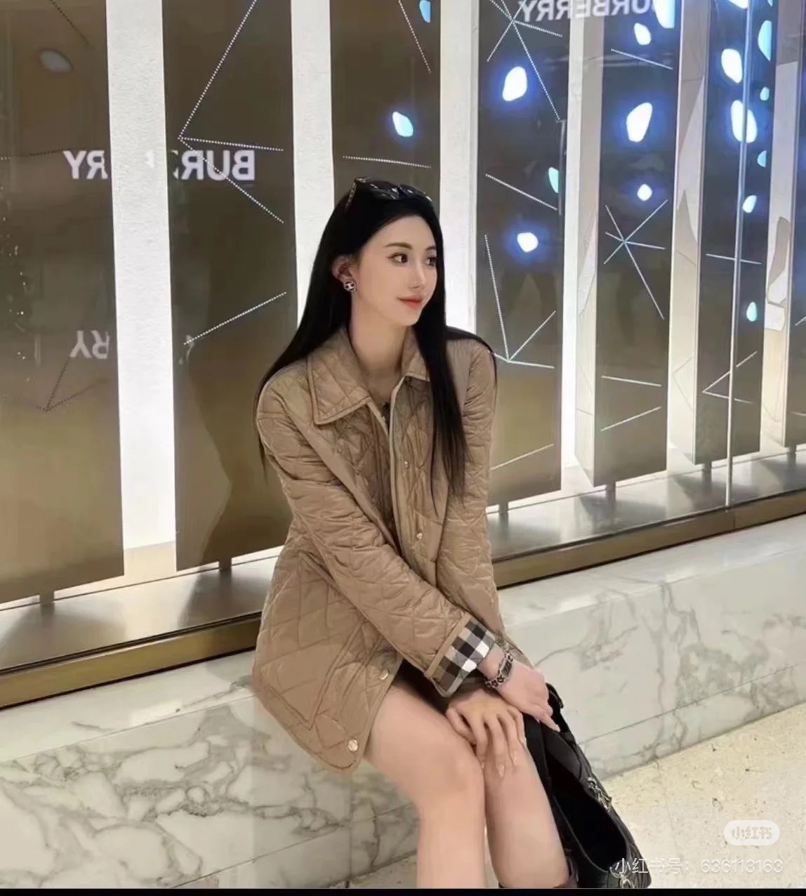 商品Burberry|BURBERRY/博柏利 女士米色聚酰胺贴袋按扣开襟棉服80841951,价格¥2968,第5张图片详细描述