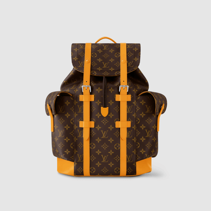 商品Louis Vuitton|【预售十天】路易威登 男士棕色/黄色老花帆布/牛皮双肩包 M13202,价格¥25734,第3张图片详细描述