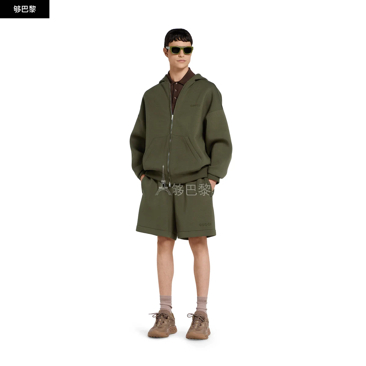 商品Gucci|【预售】 古驰 24秋冬 男士 卫衣 饰刺绣针织连帽卫衣 824341 XJG70 3022,价格¥13632,第5张图片详细描述