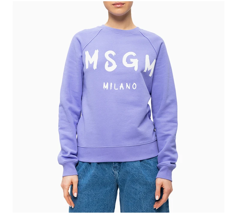 商品MSGM|MSGM 女士紫色白色印花棉质卫衣 3041MDM89-217299-72,价格¥811,第5张图片详细描述