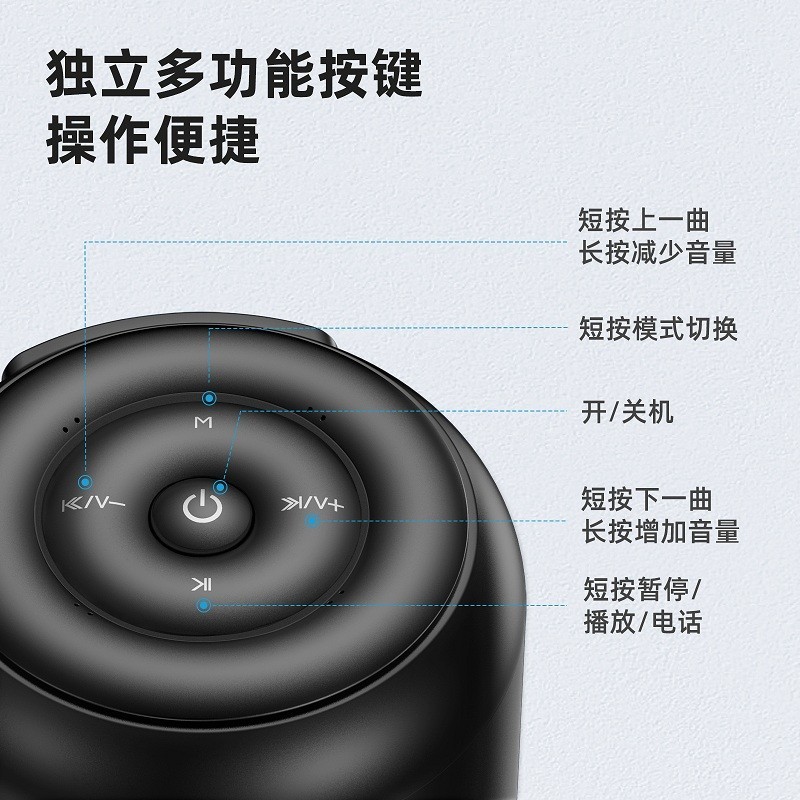 商品[国内直发] JOYROOM|机乐堂（JOYROOM） JR-ML01蓝牙音箱小音响超重低音炮迷你无线家用客厅户外小型便携大音量,价格¥206,第6张图片详细描述