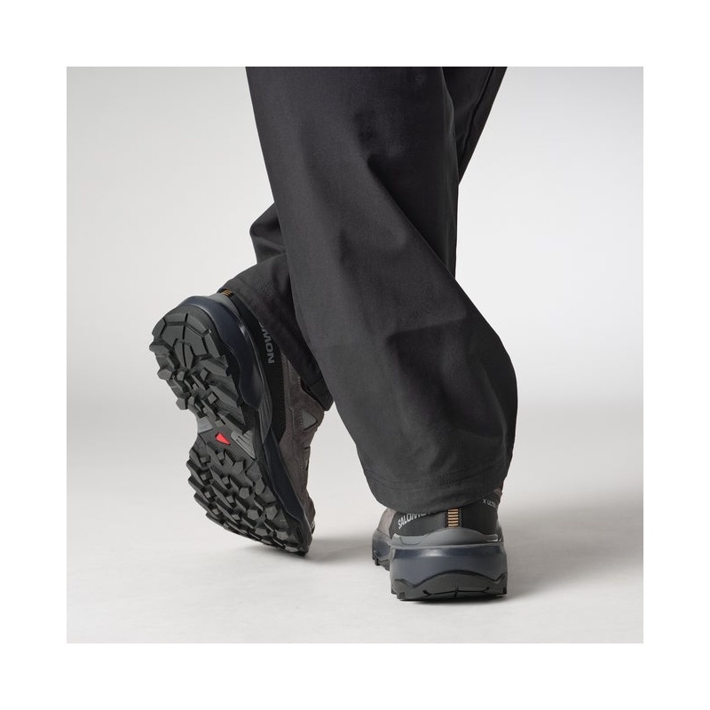 商品Salomon|Salomon萨洛蒙 X ULTRA 360 LEATHER GORE-TEX系列男士鲨鱼皮灰/岩石灰/海藻绿纺织登山鞋,价格¥1166,第4张图片详细描述