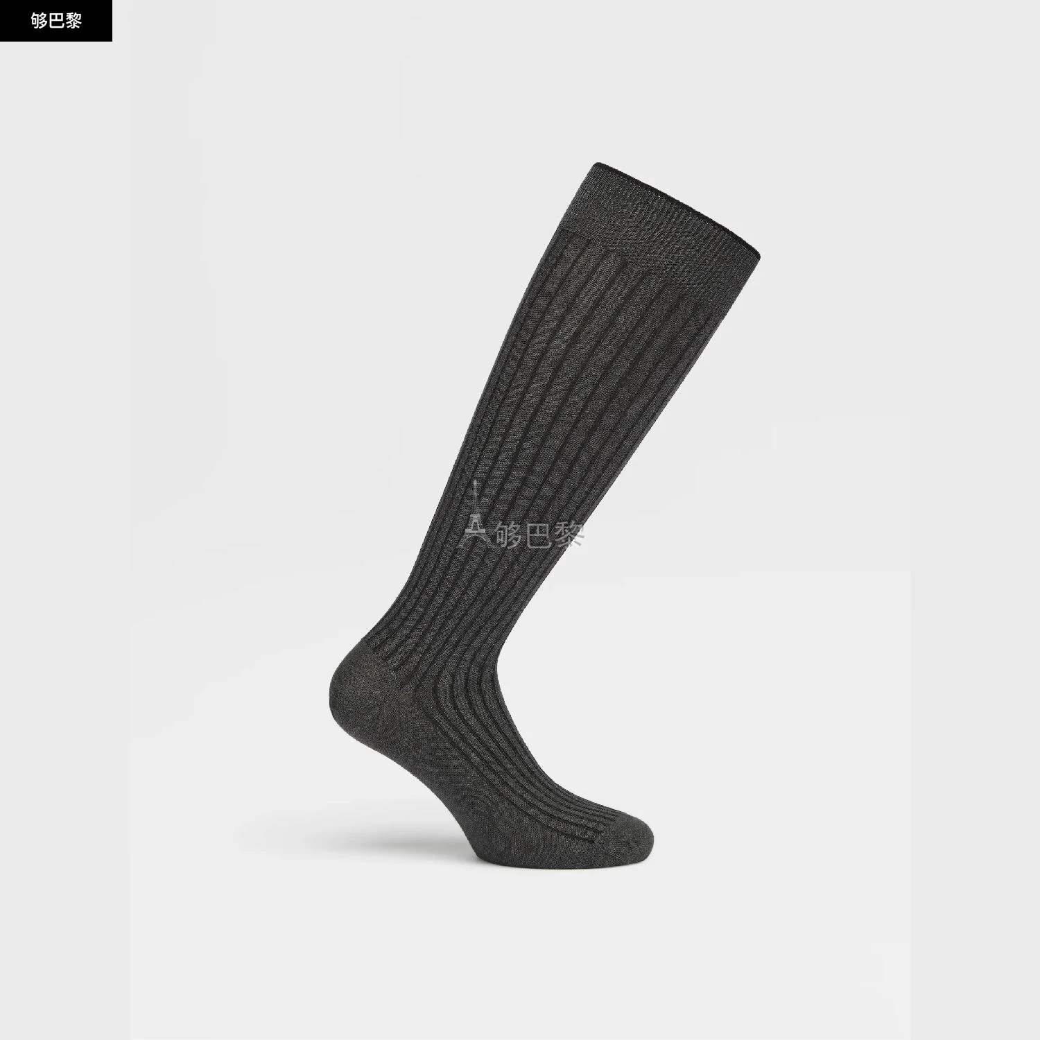 商品Zegna|【预售】 杰尼亚 24秋冬 男士 袜子 SLATE GREY COTTON BLEND RIBBED MID CALF SOCKS N5V40-574-022,价格¥542,第5张图片详细描述