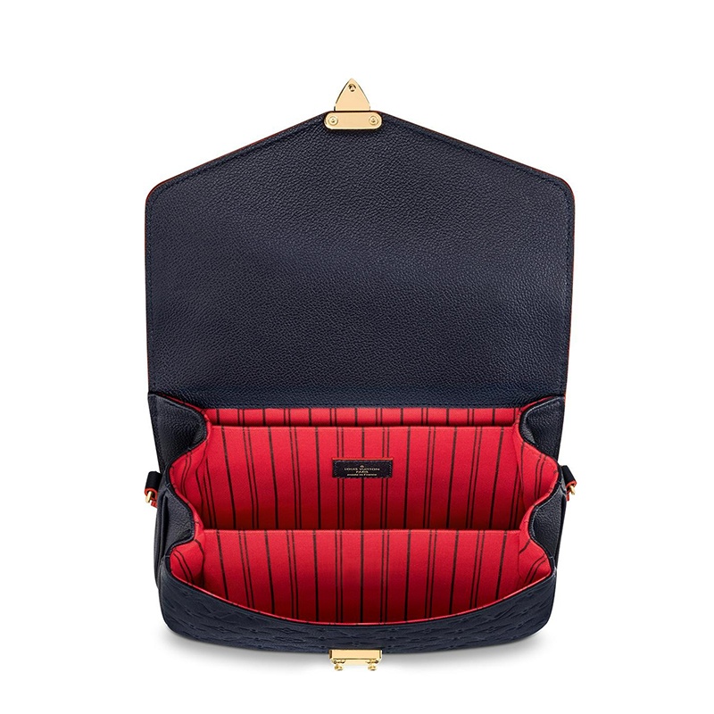 商品Louis Vuitton|预售十天 Louis Vuitton/路易威登 22春夏新款METIS系列 女士海军蓝老花压花柔软粒面牛皮革红色细节修边金扣翻盖开合单肩斜挎手提邮差包M44071,价格¥20152,第3张图片详细描述