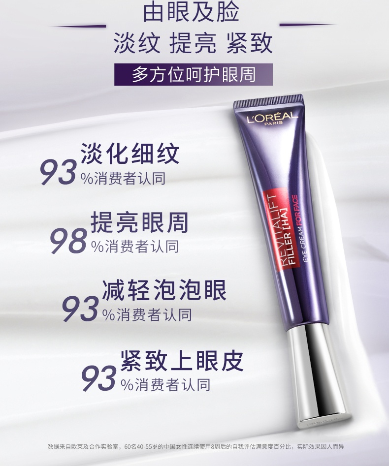 商品L'Oreal Paris|欧莱雅 第二代紫熨斗眼霜 30ml*2 二支装 抗皱紧致淡化细纹补水保湿,价格¥393,第4张图片详细描述