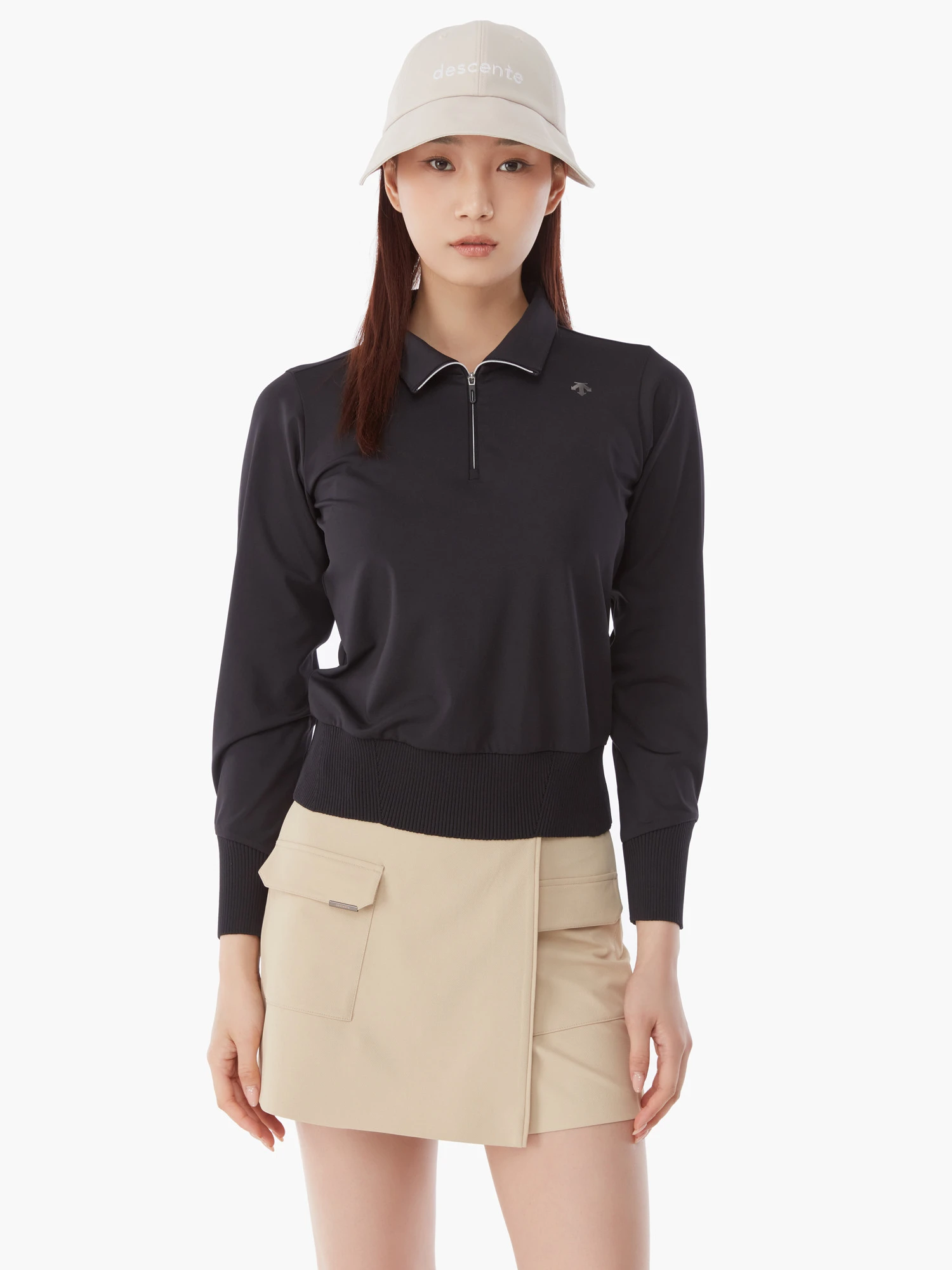 商品【预售商品15天发货】 DESCENTE|GOLF女性高领半拉链长袖T恤适合层搭 DP12WFTL24-LBLG,价格¥1025,第8张图片详细描述