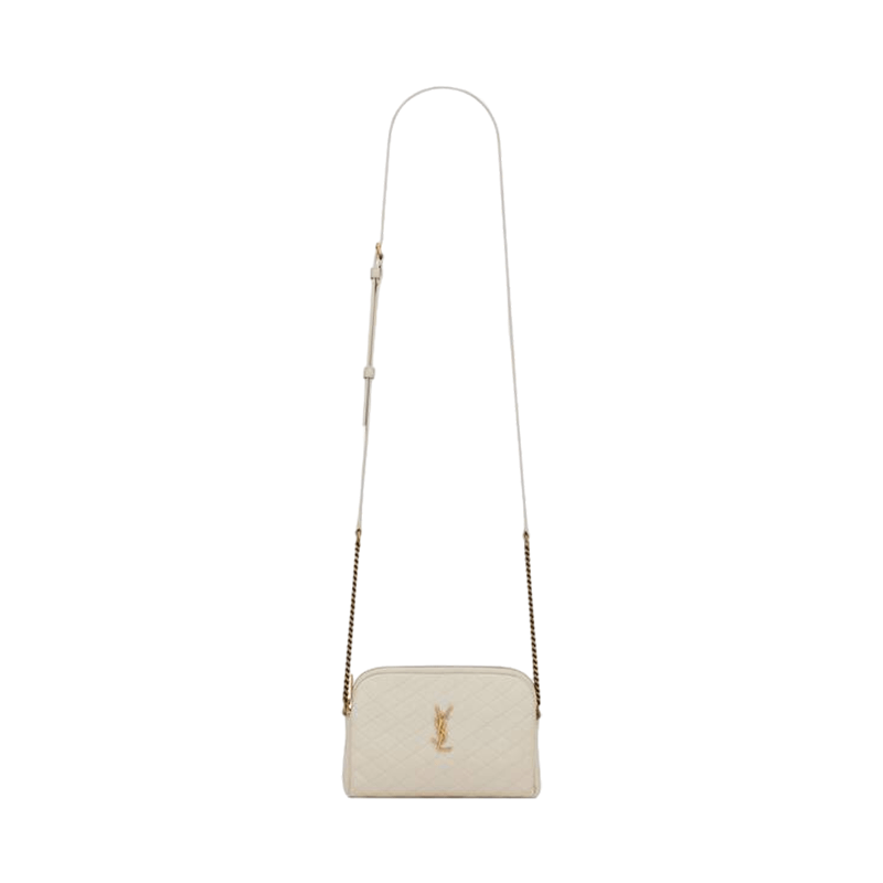 商品Yves Saint Laurent|圣罗兰 YSL女士迷你复古白色小羊皮金色饰面配可调节链条肩带斜挎包/单肩包 7336671EL079207,价格¥10088,第2张图片详细描述