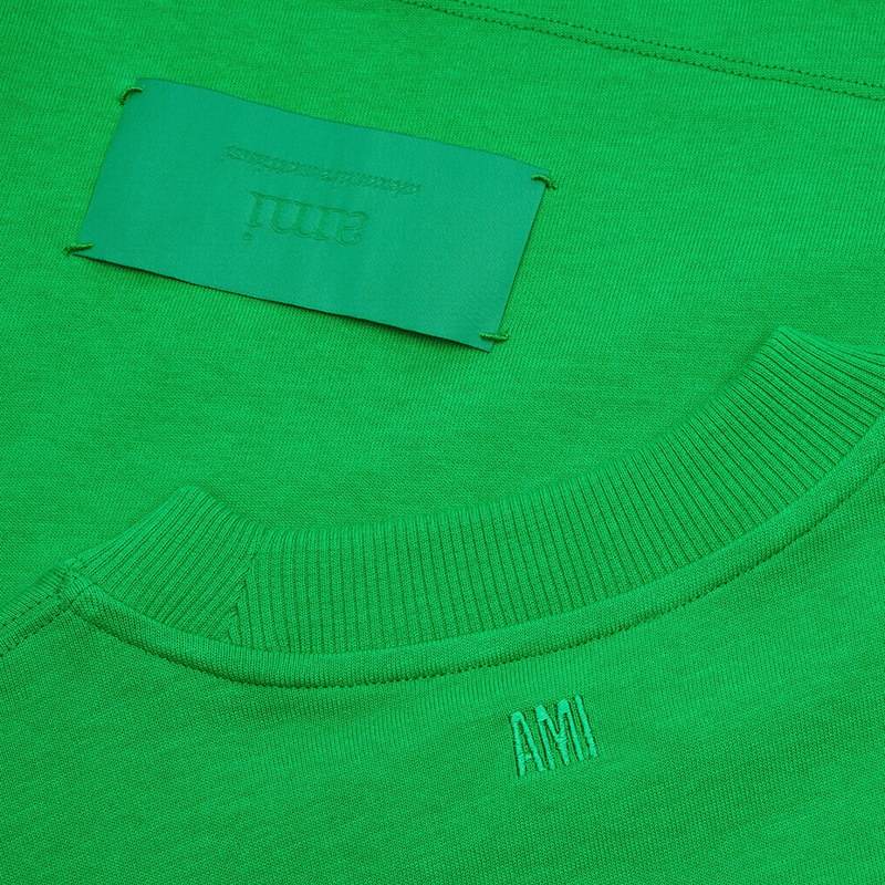 商品AMI|Ami 22年春夏新款 男女同款绿色纯棉短袖T恤UTS006.701300,价格¥1357,第5张图片详细描述