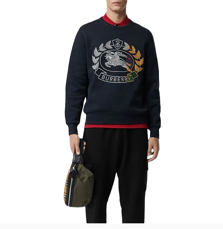 商品[国内直发] Burberry|Burberry 博柏利 男士海军蓝混纺平织卫衣运动衫 8007073,价格¥3743,第8张图片详细描述