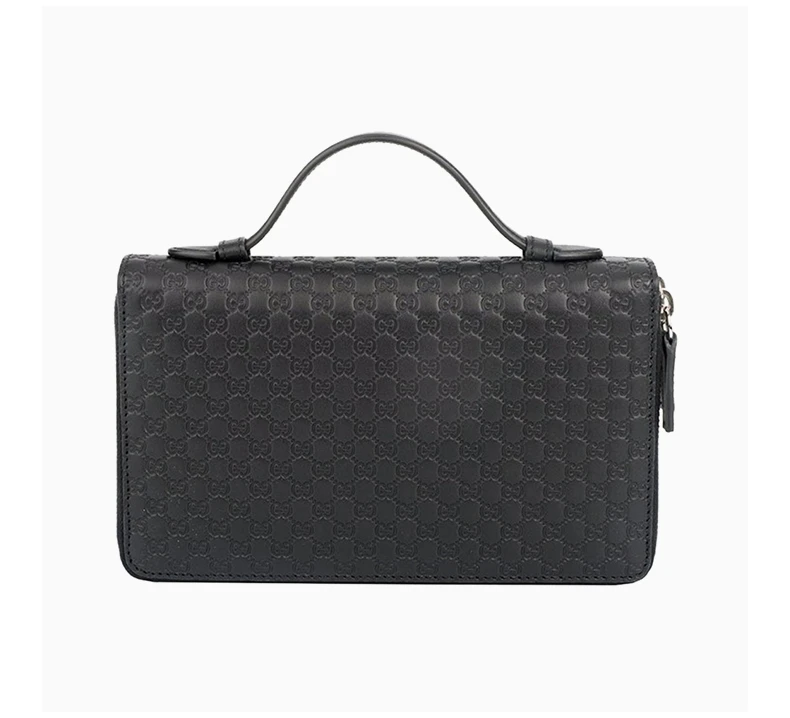 商品[国内直发] Gucci|GUCCI 男士黑色牛皮GG压花手拿包 449246-BMJ1N-1000,价格¥5643,第6张图片详细描述