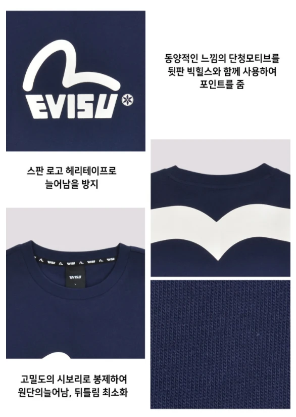 商品Evisu|【享贝家】（国内现货-QD）EVISU 福神 箭头星星印花图案休闲短袖T恤 男女同款 藏蓝色 EU2UTS716NA,价格¥253,第4张图片详细描述