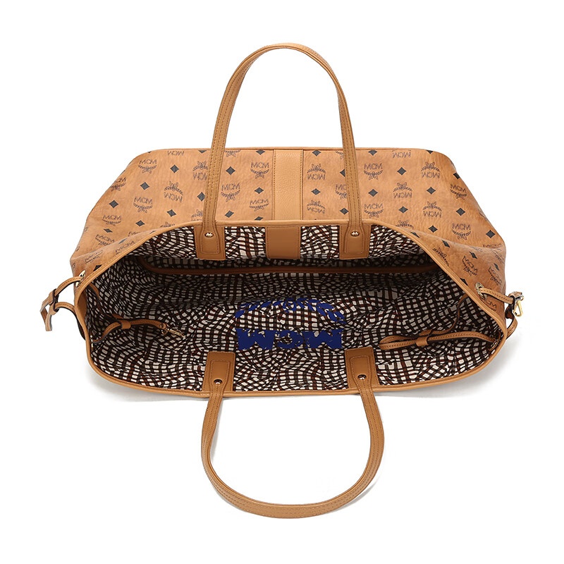 商品[国内直发] MCM|MCM Liz Visetos 老花满印 帆布 子母包托特包Tote包购物袋单肩包手提包 女款 干邑色/黑色,价格¥2950,第9张图片详细描述