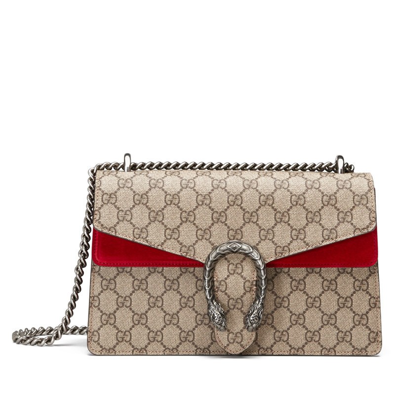商品Gucci|GUCCI/古驰 Dionysus女士小号棕色帆布红色麂皮链条单肩酒神包 400249 KHNRN 8698,价格¥21288,第2张图片详细描述