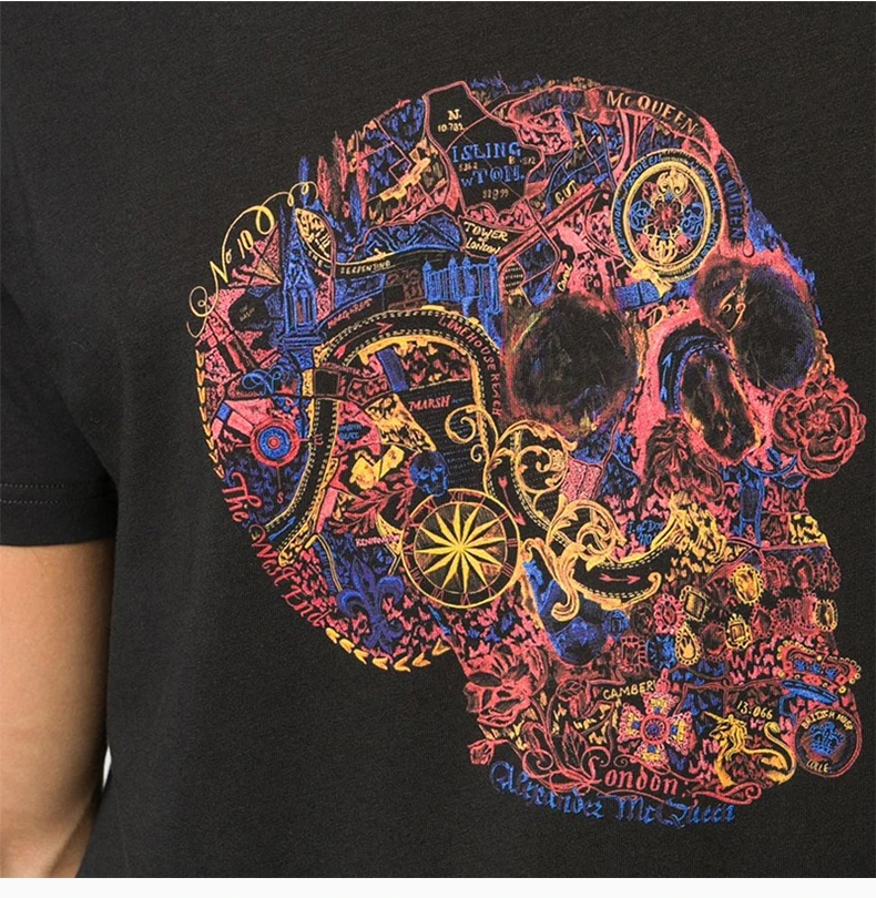 商品Alexander McQueen|ALEXANDER MCQUEEN 亚历山大·麦昆 男士黑色棉质T恤 649873-QQZ53-0901,价格¥1070,第8张图片详细描述