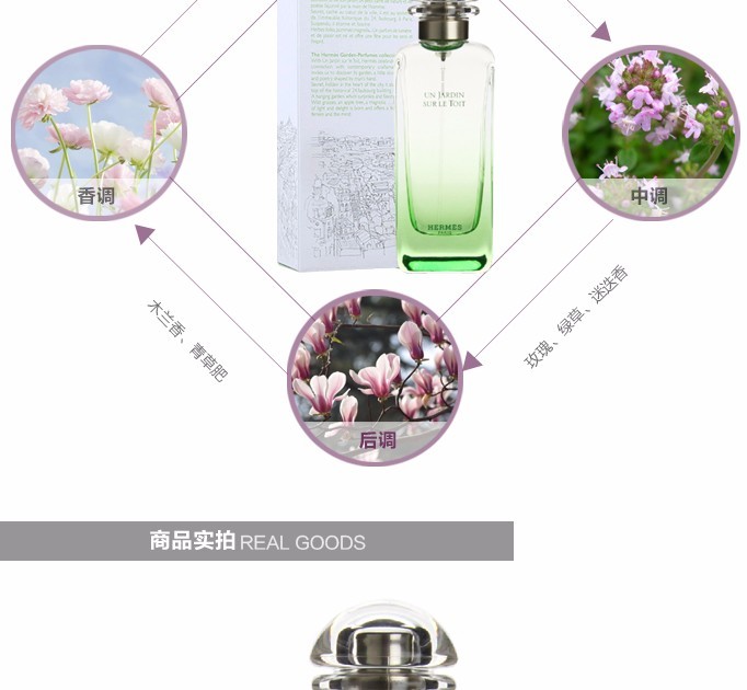 商品Hermes|HERMES/爱马仕 屋顶花园女士淡香水EDT 100ml,价格¥862,第5张图片详细描述