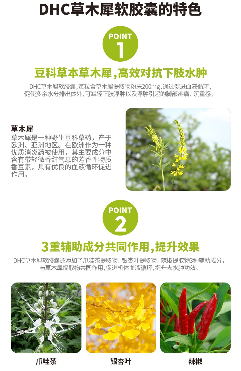 商品[国内直发] DHC|日本原装DHC下半身纤体丸20日瘦腿筷子腿美臀排水肿调节体形,价格¥63,第4张图片详细描述