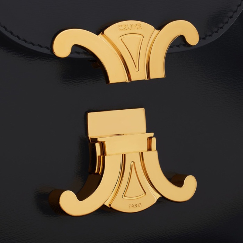 商品Celine|【包税】CELINE/赛琳 经典款BESACE TRIOMPHE系列 女士黑色牛皮革金扣金链翻盖开合链条包199273BF4.38NO,价格¥22796,第6张图片详细描述