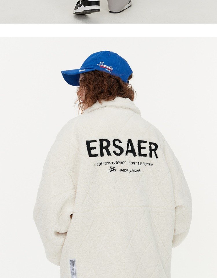 商品[国内直发] ERASER| ER 基础logo刺绣仿羊羔毛棉衣男女同款冬潮牌宽松摇粒绒情侣夹克棉服外套ERyg2255339,价格¥369,第14张图片详细描述