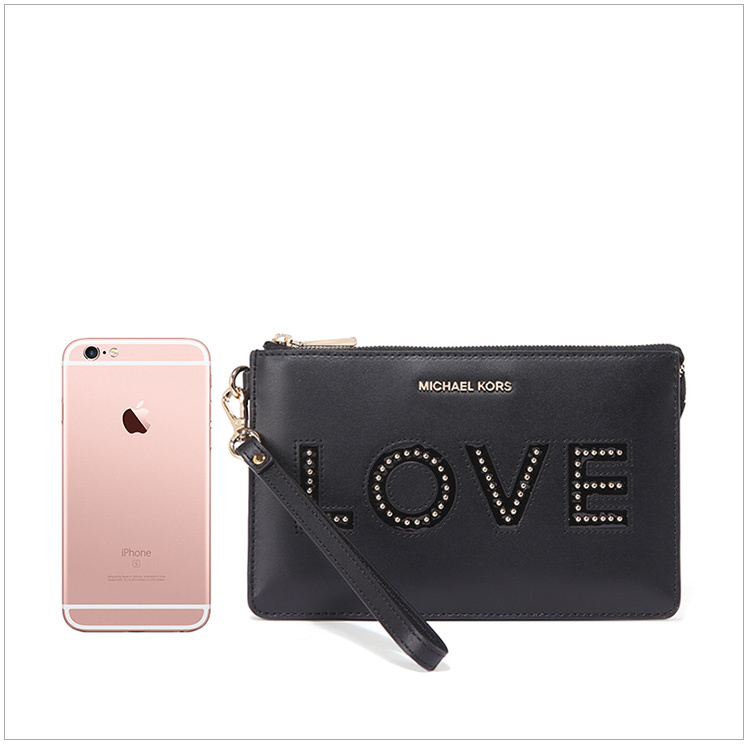 商品Michael Kors|Michael Kors 迈克高仕 黑色牛皮英文女士手拿包 32H7GFDW2O-BLACK,价格¥587,第5张图片详细描述