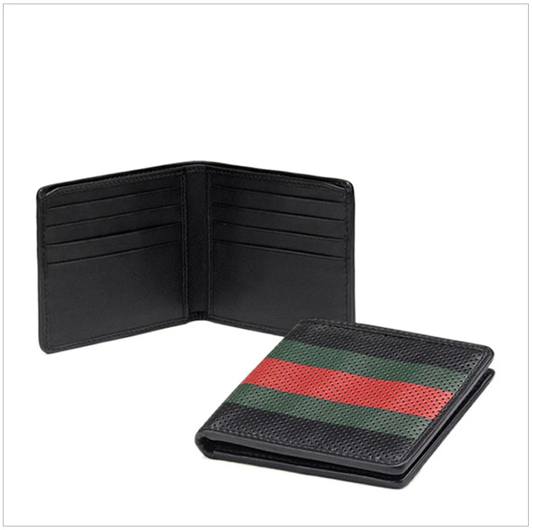 商品[国内直发] Gucci|GUCCI 古驰 男士黑绿红色皮革拼色网眼短款钱包 352260-BUZ3T-1073,价格¥2333,第17张图片详细描述