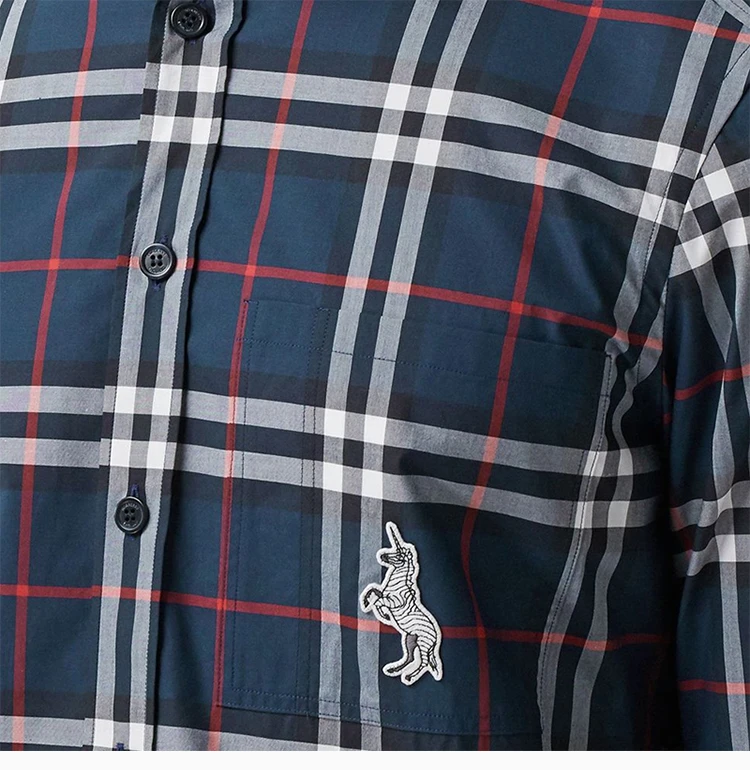 商品Burberry|Burberry 博柏利 男士拼色格子独角兽贴花衬衫 8032063,价格¥2750,第8张图片详细描述