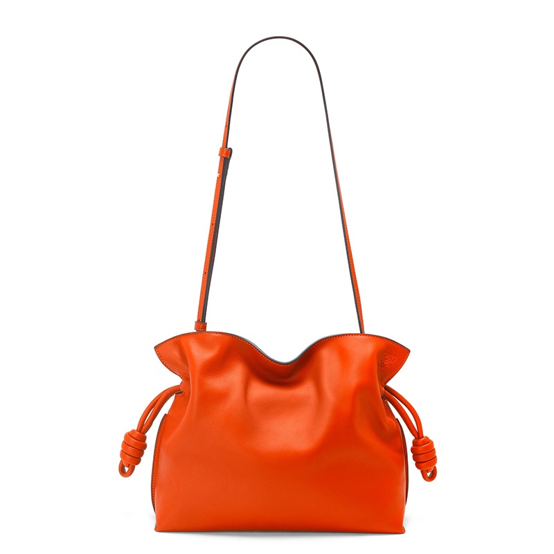商品Loewe|LOEWE/罗意威 22新款Flamenco系列 女士橙色纳帕牛皮革徽标压纹拉绳收紧单肩手提包A411FC1X62-9100,价格¥15775,第2张图片详细描述