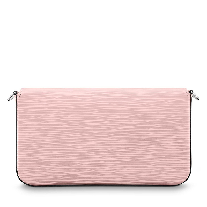 商品Louis Vuitton|预售十天 Louis Vuitton/路易威登 22春夏新款FÉLICIE系列 女士芭蕾粉水波纹牛皮革徽标印花银扣银链配可拆卸贴袋翻盖开合单肩斜挎手拿链条信封包M62467,价格¥11611,第3张图片详细描述