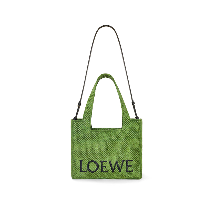 商品Loewe|罗意威 23春夏 新进中号女士绿色拉菲草字体托特包/编织包 A685B61X01-4100,价格¥9708,第5张图片详细描述