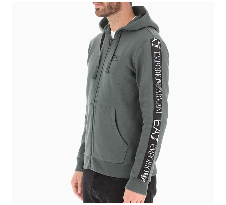 商品[国内直发] Emporio Armani|EMPORIO ARMANI 男士军绿色拉链连帽衫 6HPM12-PJ07Z-1984,价格¥947,第6张图片详细描述